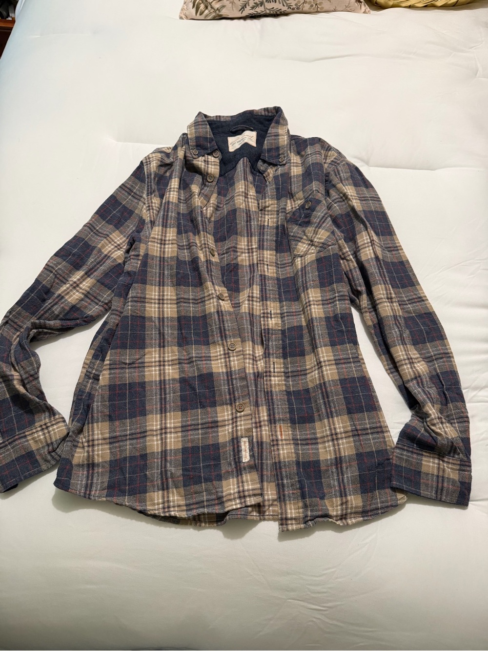 Weatherproof Navy and Beige Plaid-Lined Shirt Jacket